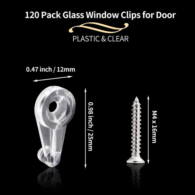 Qjaiune 120 Pack Glass Window Retainer Clips - Clear Door