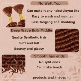 Deep Bulk Hair For Braiding Hair 20inch Wet And Wavy No Weft Quality Synthetic Hair Braiding Extensions For Boho Braids Natural Color 2 Bundles/Pack (350# 150g)