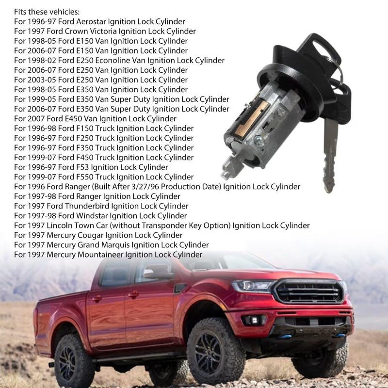 Upgraded Ignition Switch Lock Cylinder with 2 Keys Fit for