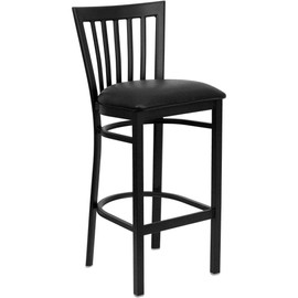 Flash Furniture HERCULES Series Black School House Back Metal Restaurant Barstool - Black Vinyl Seat