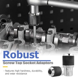 Mesee 2 Pieces Adjustable Tap Socket Set, 3/8" Drive Tap Socket Adapters Tap Holder with Adjustable Jaws, Taps Extractor Tool for Thread Taps, Reamers, Screw Extractors