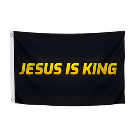 3x5 Ft Jesus is King Polyester Single Sided Flag with 2 Brass Grommets - Jesus Bedrooms Wall Decoration - Religious Cool Flags Banner for Room Guys College Dorm - Christian Flags for Indoor or Outdor