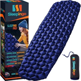 Sleepingo Inflatable Mat - Ultralight Sleeping Pad for Campings and Backpackings - Compact Air Mattress - Mats with Tear-Resistant Ripstop Nylon - 73.5" x 21.5" - Blue
