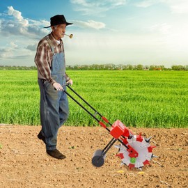 Hand-Push Roller Seeder Manual Seeder Hand-Push Garden Seeder Roller Seeding with 6 Seeding Nozzles Row Planter 3.15in Sowing Depth, 10.24in Sowing Spacing Precision Garden Seeder for 3-15mm Seeds