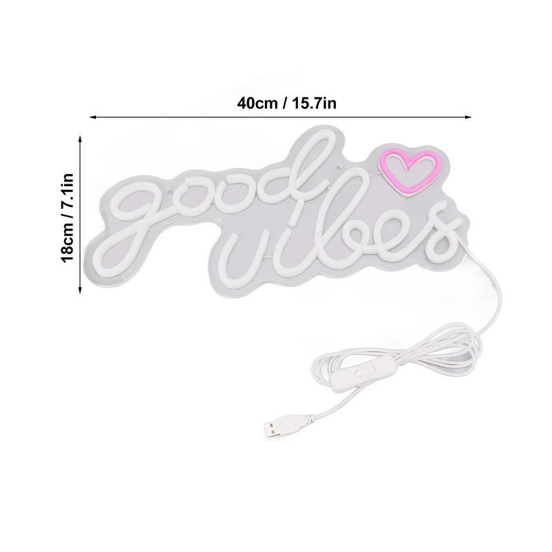 Neon Sign Good Vibes LED Light Acrylic USB Powered Wall