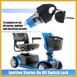 Partuto 1 Set Ignition Starter On Off Switch Lock with 4 Keys Mobility Scooter Key Switch 3 Wheels 4 Wheels Power Chairs Mobility Electric Vehicle Spare Start Ignition Switch for Pride Replacement