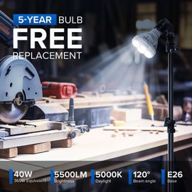 SANSI Updated 5500LM LED Work Light 365W Equiv. 40W Telescoping Tripod Stand Portable