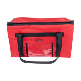 Sterno Delivery Leak Proof Insulated Bag, Hot and Cold Container for Catering and Food Transport, Durable Red Cloth Exterior with Tear-Resistant Vinyl Liner, 15”L x 23”W x 13.5”H