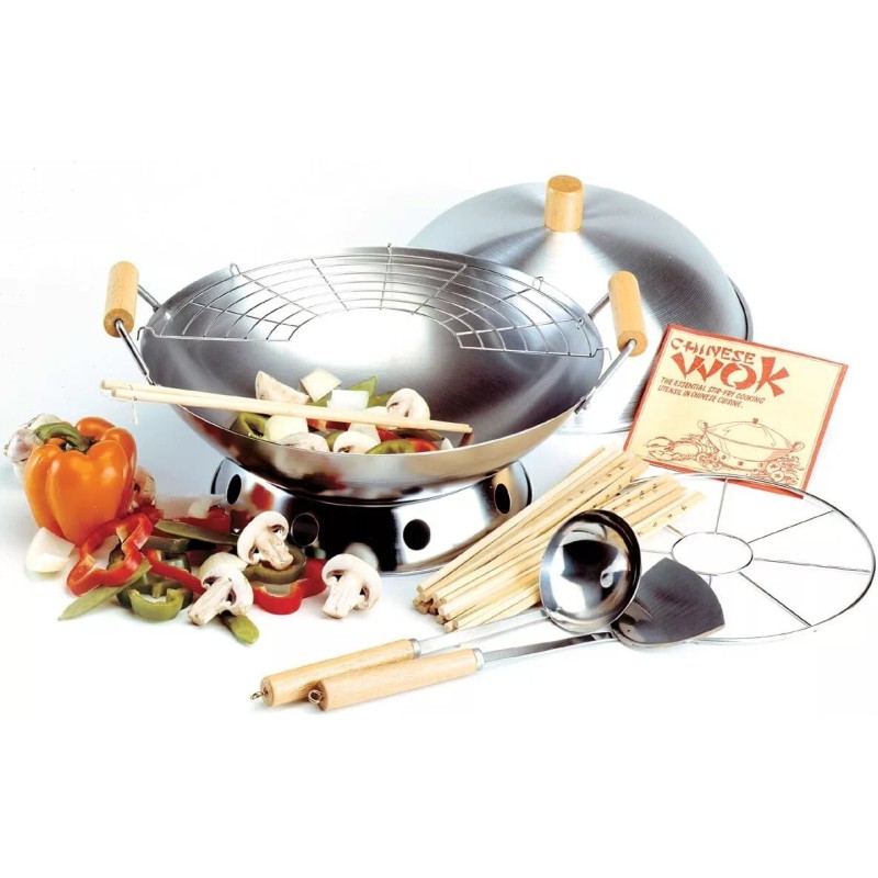 Norpro 10-Piece Wok Set, Silver, 14 inch