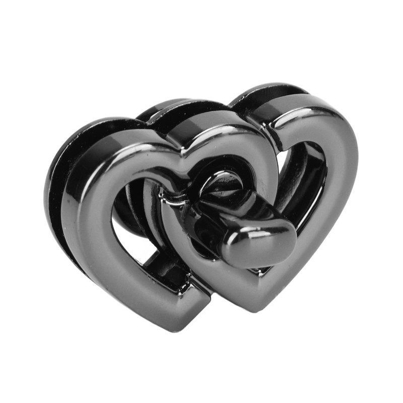 Purse Twist Lock Alloy Double Love Heart Decorative Shinny Handbag