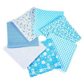 Magibeads Floral Fat Quarters Sewing FabricsBlue Flower Cotton Fabric Bundles 10" x 10" Quilted Fabric Set 7Pcs for DIY Quilting Patchwork Handmade Crafting Party Decor Scrapbooking Cloth