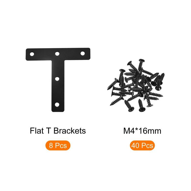 sourcing map T Shape Bracket, 80x80x1mm Carbon Steel Mending Plates