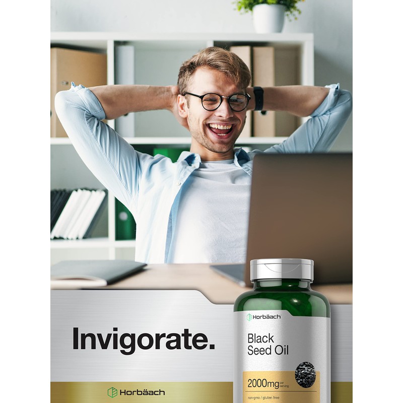 Horbaach Black Seed Oil Cold Pressed Softgel Capsules | 2000mg