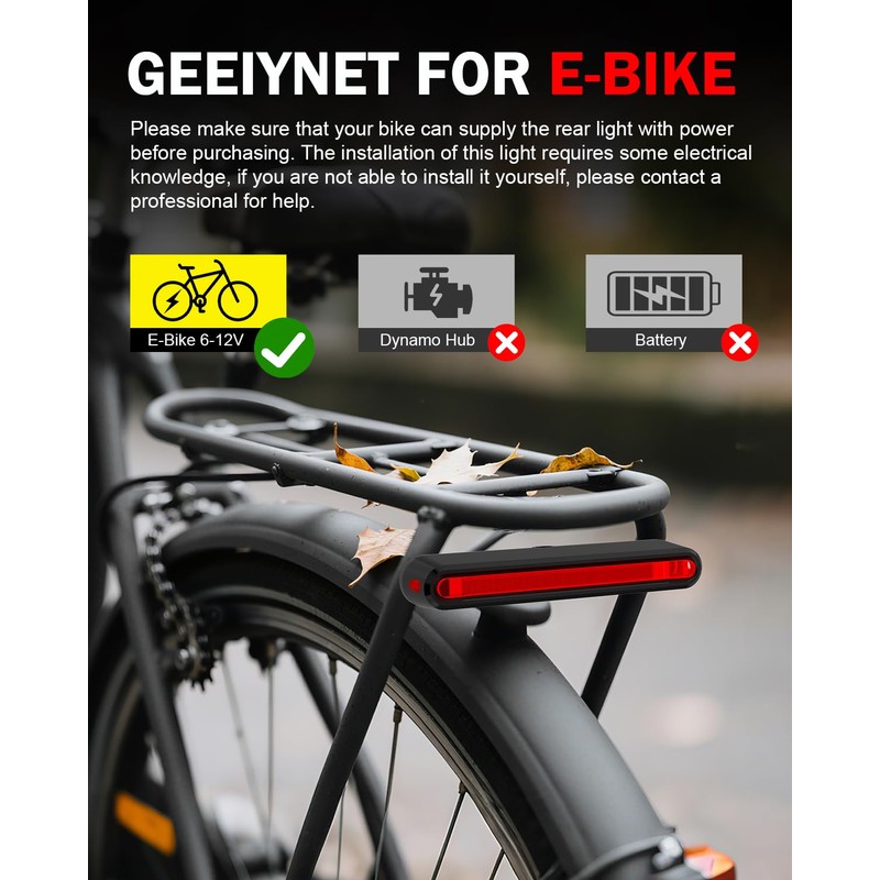 SFGSUP LED Rear Light for E-Bike with Brake Light, StVZO