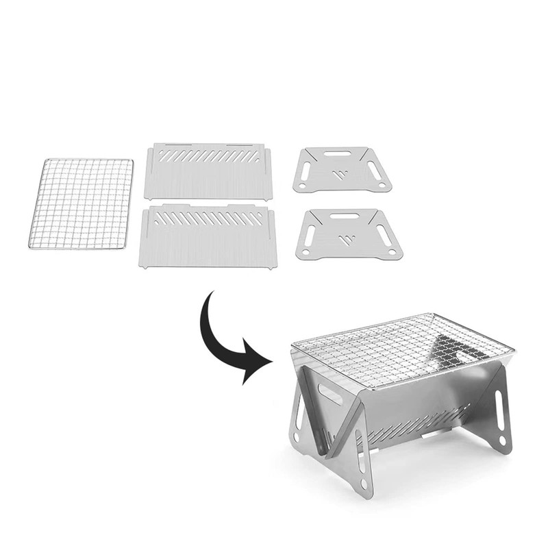 JDIEOQA Folding Campfire-Grill, Portable Stainless Steel Grate Barbeque Grill Small