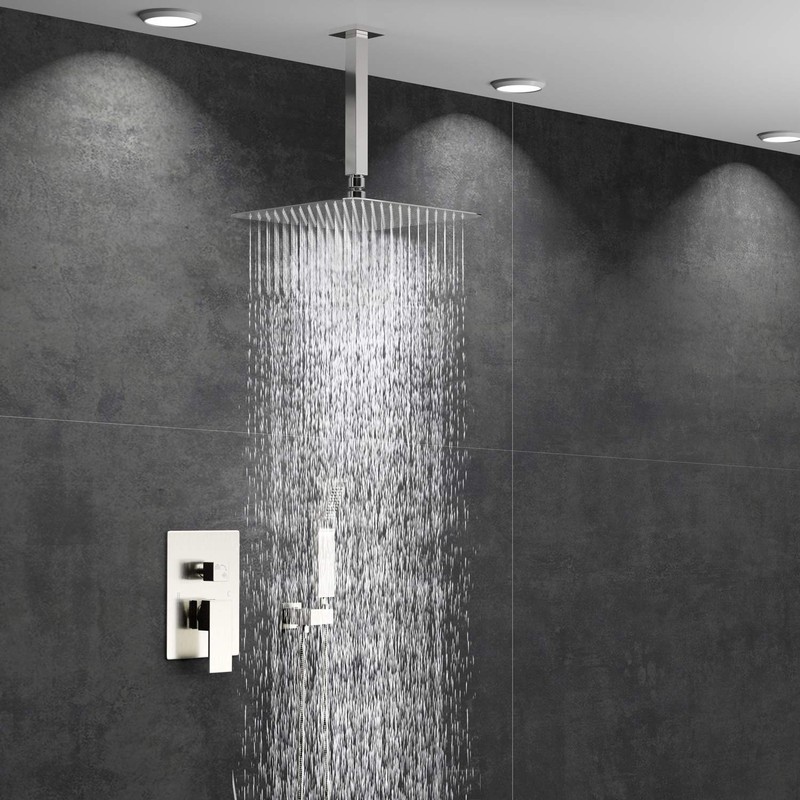 SunCleanse Rainfall Shower Faucet Set Brushed Nickel Shower Combo Set