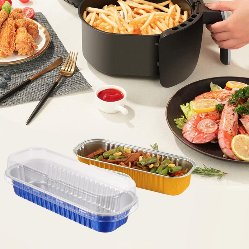 Yardwe Blue Aluminum Foil Mini Loaf Pans with Lids, 20