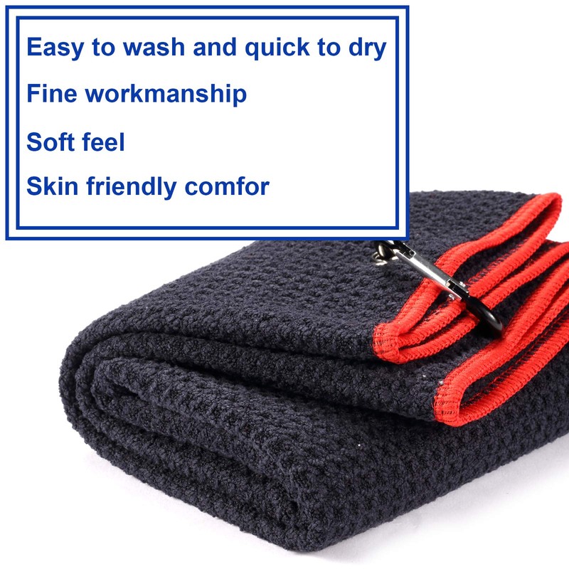 Yizerel 2 Pack 16" x 24" Tri-fold Golf Towel Set,