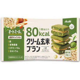 Asa hi Cream Genmai Bran 80kcal Matcha Caramel Protein Bar 54g (Pack of 6), Bite-Sized Matcha Flavored Brown Rice, Wheat Bran, & Oatmeal Bars Sandwich Rich Caramel Cream, Japanese Delicious Nutrition Cereal Bar Snacks, MADE IN JAPAN, Limited Stock