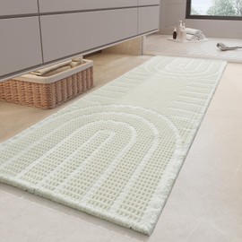 MontVoo Waffle Bath Mat Super Absorbent Bathroom Mat Non Slip Bath Mats for Bathroom Machine Washable Bathroom Runner Soft Woven Bath Rug Quick Dry with Tassels Bathmat Beside, Bathtub 24"x48" White