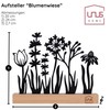 UNUS Silhouette Decorative Flower Meadow Metal with Bamboo Wooden Base,