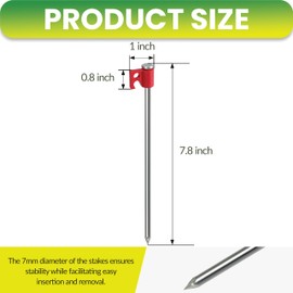 Tradesparker Tent Stakes 12-Pack 8 Inch Heavy Duty Garden Stakes Canopy Anchors - Includes Ropes for Camping Tents, Pop Up Canopies and Outdoor Events, Red