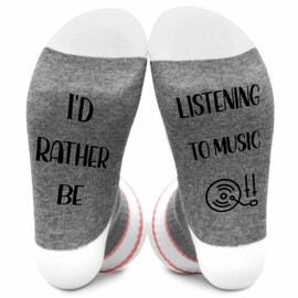 Funny Gifts Socks For Music Lovers, Combed Cotton Socks For Music Themed, I'd Rather Be Listening To Music Socks, Soft Novelty Socks For Music Teacher Musician Music Student Gifts, A32