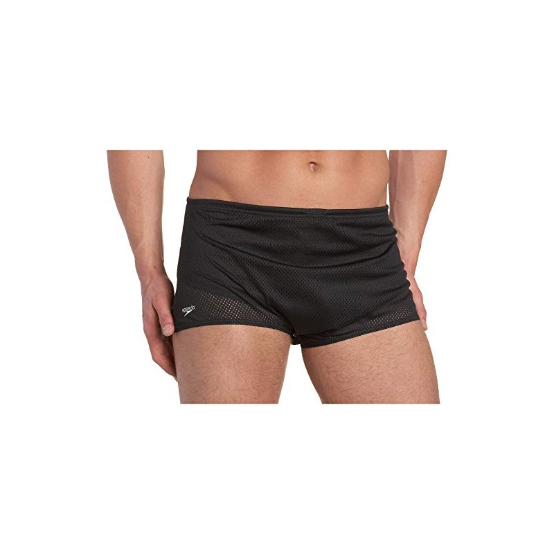 Speedo Men's Poly Mesh Square Leg Traini Black