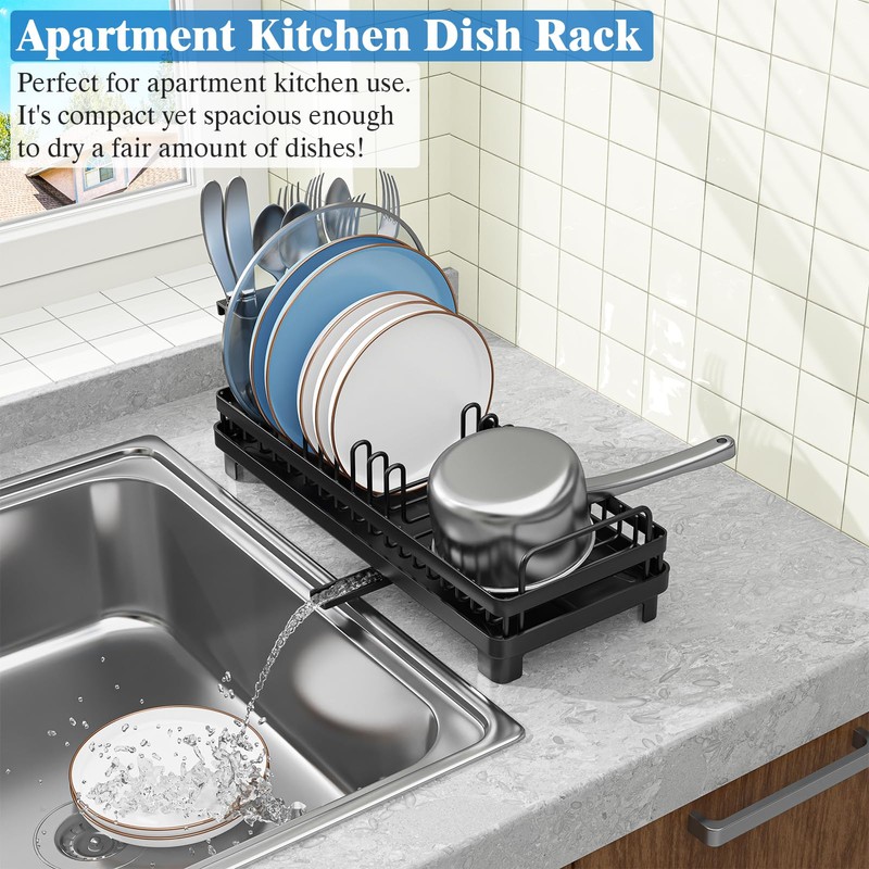 CHLORYARD Small Dish Drying Rack, Compact Sink Dish Drainer Plate
