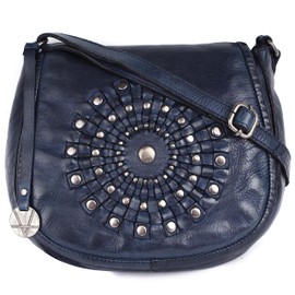 Bolso bandolera de piel para mujer, bolso de mano con correas ajustables y desmontables con bolsa para el polvo, marino, 23 x 18 x 8