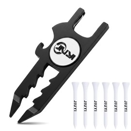 JIUYIBC Golf Divot Tool with Magnetic Ball Marker, Tee Height Adjuster, and 6 Golf Tees - Multi-Functional Golf Accessory for Men and Women