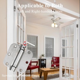 Sophia 4 Pack Self-Closing Door Hinge 3.5 Inch Rounded 5/8 Radius, Spring Loaded Hinges Adjustable Tension, Automatic Door Closer Hinge for Interior Exterior Residential Standard Indoor, Satin Nickel