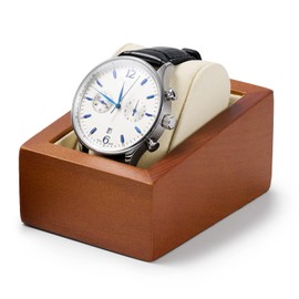 Papten Wooden Watch Box, Watch Storage Box, Watch Holder, Watch Box with Watch Cushion, Jewellery Box for Men and Women (Beige)