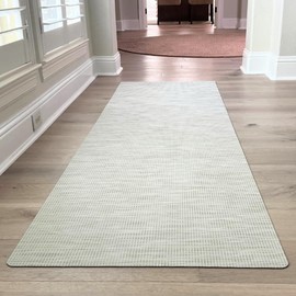 ExactMade - Hard Floor Runner, USA Made, 28 x 95.5 Inch, Ivory, 2.4mm Thick, Highly Durable, Easy to Clean, Waterproof, Indoor/Outdoor, Nonslip, Cushioned Vinyl Floor Mat - Woven Collection