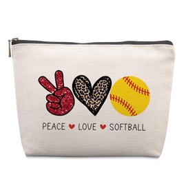 Softball Gifts Travel Cosmetic Bag Softball Team Gifts for Softball Players Softball Gifts for Coaches Inspirational Gifts Birthday Gifts for Softball Lovers Mom Sister Friend Gifts Makeup Bag