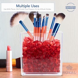 Royal Imports Flower Acrylic Vases Cubes - Decorative Centerpiece for Home or Wedding - Non Breakable Plastic, 1-Set of 3 Sizes: 4", 5", 6" - Clear