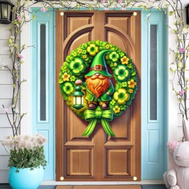 BlissYard St. Patrick's Day Door Cover Banner, Green Polyester, 35 x 70 Inch