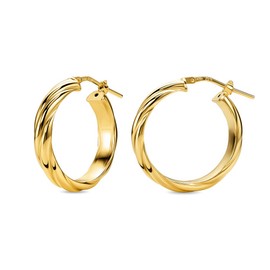 MIORE Jewellery Handmade in Italy, Earrings 925 Silver, Hoop Earrings 925 Silver, Twisted Hoop Earrings 20 mm Diameter, Earrings Gold-Plated 18K Gold, Round Hoops Earrings Women's Earrings, Gold