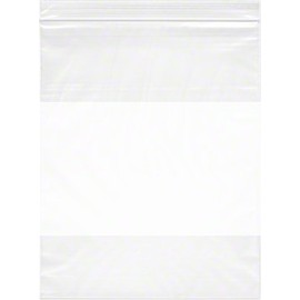 Plymor Zipper Reclosable Plastic Bags w/White Block, 2 Mil, 8" x 10" (Pack of 500)