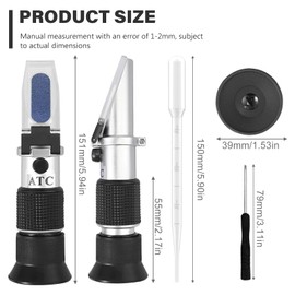 Antifreeze Refractometer, 4-in-1 Handheld Refractometer, Antifreeze Tester for Automotive, Antifreeze Coolant Refractometer for Urea, Ethylene Glycol, Propylene Glycol