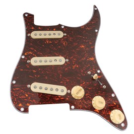 Musiclily Pro-SE ST-60SE Pre-wired SSS Pickguard with Staggered Alnico 5 Pickups for Strat Style Electric Guitar, Red Tortoise 4Ply