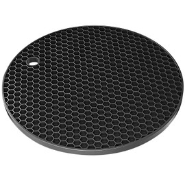 TENOC Silicone Trivet Mats for Hot Pots & Pans, Heat Resistant Pot Holder, Non-Slip Hot Pads for Dishes & Cookware, Multipurpose Kitchen Table Teapot Coaster, 5.5-Inch, Black