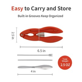 ADORAMBLING Crab Crackers and Tools Multifunctional Crab Leg Crackers Efficient Lobster Crackers Sturdy Seafood Crackers and Tools Portable Lobster Crackers and Picks Set Crab Claw Crackers Red