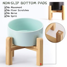 Petygooing Elevated/Raised Ceramic Dog Bowl for Small Breeds, Dog Food Water Dish with Stand,Pet Feeding Bowl with Anti Slip Rubber for Cats and Small Dogs Puppy 13.5 OZ (5.1In / 1.7 Cups) Blue Sky