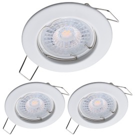 Oktaplex lighting Set of 3 Ceiling Spotlights - Continuously Dimmable - 5 W 3000 K 230 V 380 lm Warm White 110° - LED Recessed Spotlight White Hole Size 60 mm