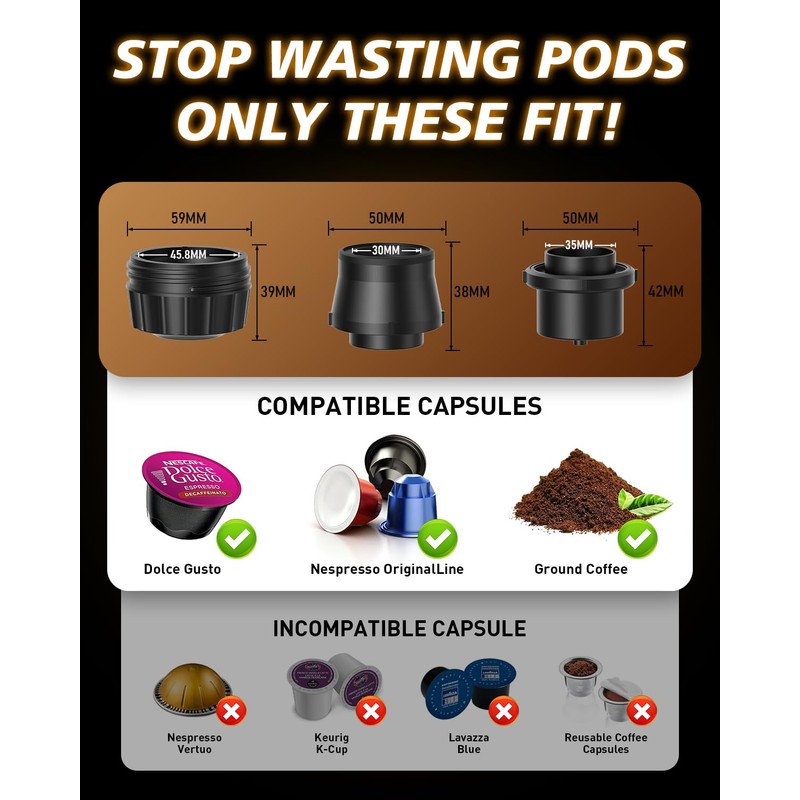 Yorenson Portable Coffee Maker for Travel,Self-Heating Espresso Machine with USB-C,LED