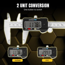 YELLOW JACKET Digital Caliper Measuring Tool, 6inch/150mm Micrometer Vernier Calipers Stainless Steel with Storage Case, Inch/MM Conversion and Large LCD Screen