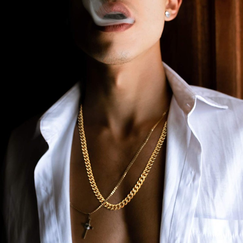 [FindChic] Men's Stainless Steel, Hypoallergenic, Simple, Hip Hop, Men's Accessories,