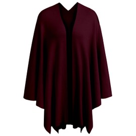 PULI Womens Large Cross Front Poncho Sweater Wrap Topper Knitted Elegant Shawls Cape for Fall Winter