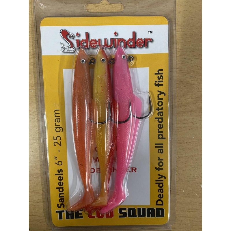 Sidewinder The Cod Squad 6"-25grm- sandeels pack of 3